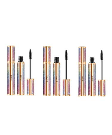 Waterproof Silk Fiber Thick Mascara Waterproof 4d Silk Fiber Mascara for Long Natural Looking Thickening and Curling Mascara. (Black 3pcs) Black 3pcs