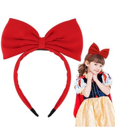 BAHABY Red Bow Headband Bow Headbands for Women and Girls Costumes for Girls Snow White Powerpuff Girls Costume Valentine's Day Gifts A-Red