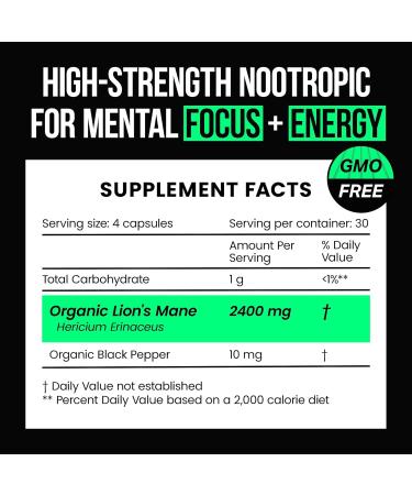 VitaRaw Lions Mane Mushroom + Irish Sea Moss - Brain Booster Memory & Energy + Immune Support Joint & Thyroid and Gut Health - Buy Online on GoSupps.com