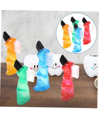 Homsfou 4-in-1 Multifunction Denture Brush Set - Oral Care Toothbrush for Prosthesis Cleaning - Mini Micro Brushes - Household Cleaner - 1 Pack Assorted Colors - Buy Online on GoSupps.com