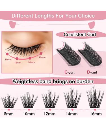72 Pcs Cluster Lashes DIY Eyelash Extensions - Attraction D-14mm - Easy to Apply Individual Lashes for Home Use - Buy Online on GoSupps.com
