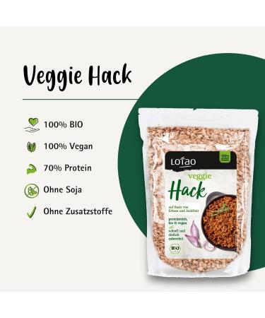 Lotao Veggie Hack Bio (1000g) - High-Protein Vegan Meat Substitute | Sustainable Pea Protein & Jackfruit for Bolognese Burgers Chili & More - Buy Online on GoSupps.com
