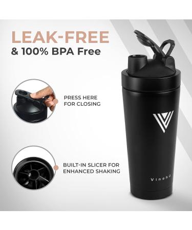 Vinchu Stainless Steel Blender Shaker Bottle - Triple-Wall Insulation for Cold Protein Shakes (Black) - Buy Online on GoSupps.com