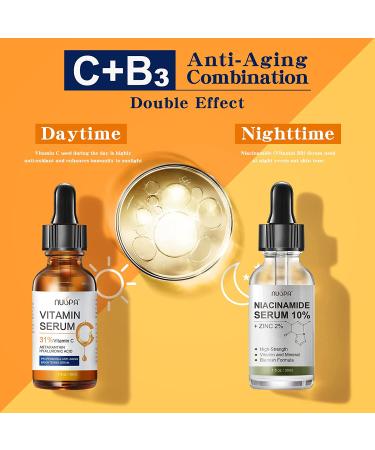 Organic Vitamin C Serum 31% with Hyaluronic Acid & Astaxanthin - Anti Aging & Brightening Facial Serum - Reduce Age Spots & Sun Damage - 1 Fl Oz - Buy Online on GoSupps.com