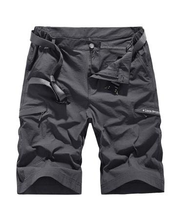 Quick Dry Cargo Shorts Men's Outdoor Summer Causal Hiking Multi-Pocket Short (No Belt) 40 A# Grey