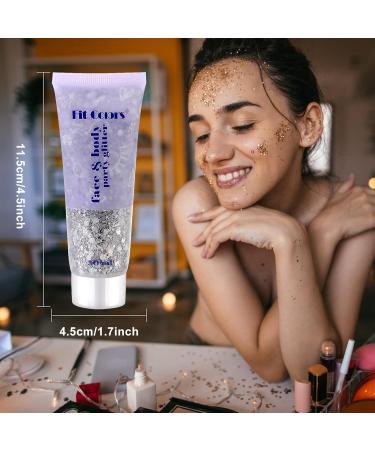 Vegena Body Glitter Gel - 5-Pack Chunky Face & Hair Makeup for Festivals | White Silver Gold Pink Blue - Buy Online on GoSupps.com