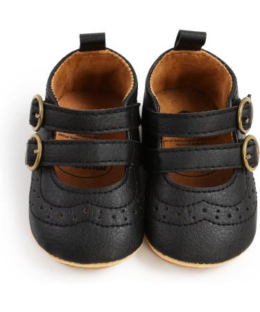 Baby Girls First Walking Shoes Mary Jane PU Leather Anti-Slip Princess Shoes - Infant Baby Shoes 0-6 Months (Black) - Buy Online on GoSupps.com