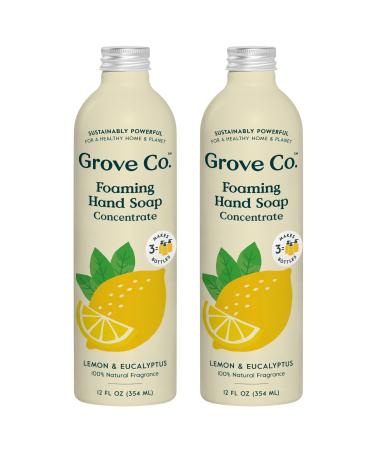 Grove Co. Hydrating Foaming Hand Soap Refills (2 x 12 Oz) Moisturizing Hand Wash No Plastic or Parabens Cruelty Free 100% Natural Lemon & Eucalyptus Fragrance (Pack of 2) Lemon & Eucalyptus Refill