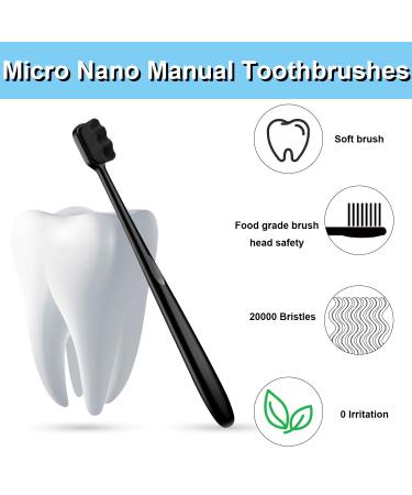 Patelai 8-Piece Extra Soft Bristles Toothbrush Set - Micro Nano Manual Toothbrush for Sensitive Teeth & Gums (Black) - Ideal for Adults - 20 000 Bristles for Ultimate Comfort - Buy Online on GoSupps.com