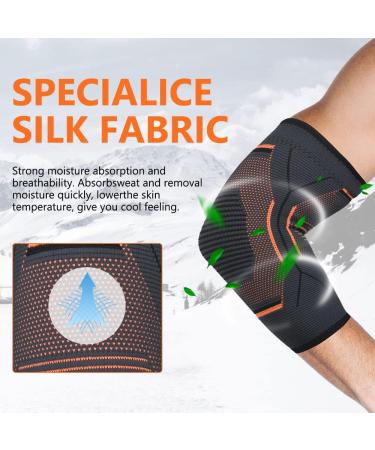 ACWOO Elbow Support Strap XL - Anti-Slip Compression Brace for Tennis Elbow, Tendonitis & Arthritis - Orange Sports Sleeve for Powerlifting & Bodybuilding - Buy Online on GoSupps.com