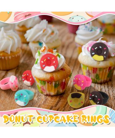 Shappy 48 Pcs Donut Cupcake Rings Donut Cupcake Toppers Multicolored Donut Party Favors Donut Party Supplies Cupcake Party Decoration for Women Wedding Birthday Shower Sweet Dessert Cake Gift 6 Style - Buy Online on GoSupps.com