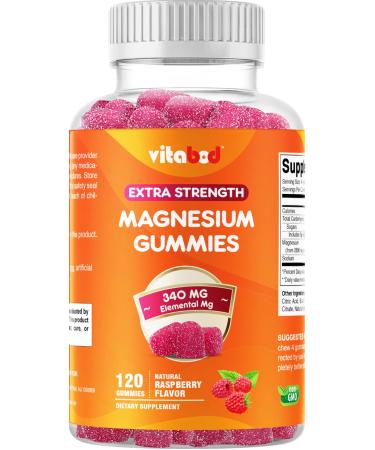 Vitabod Extra Strength Magnesium Gummies  Supports Nerve Health  Bone Health  Muscle Health - 120 Gummies - (340 mg of Elemental Magnesium from 2896 mg of Magnesium Citrate / 4 Gummies)