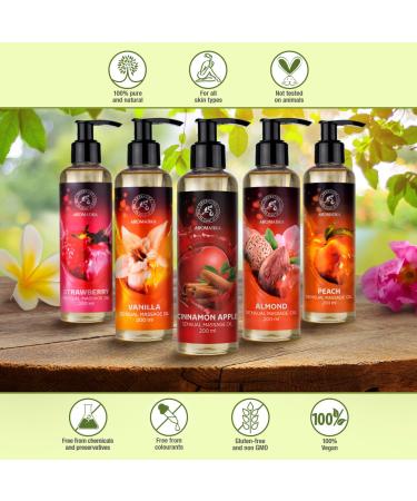 Buy Sensual Cinnamon Apple Massage Oil 200ml - Edible Kissable Body Oil with Almond Grape Seed & Macadamia Oils - Perfect for Couples - Buy Online on GoSupps.com