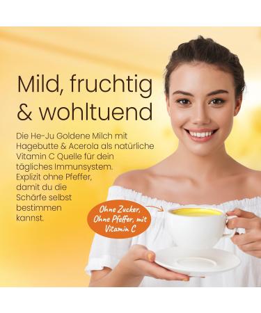  He-Ju He-Ju Organic Golden Milk Immungold 300g (60 servings) with vitamin C from acerola and rosehip sugar-free pepper-free strengthens the immune system Ayurvedic vegan and additive-free - Buy Online on GoSupps.com