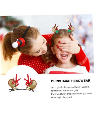 minkissy 3 Pairs Hairpin Children Christmas Headdress Reindeer Antler Hair Clips Xmas Antler Hair Clips Christmas Girls Hair Clip Deer Horn Hair Clips Elk Fabric Christmas Flower - Buy Online on GoSupps.com
