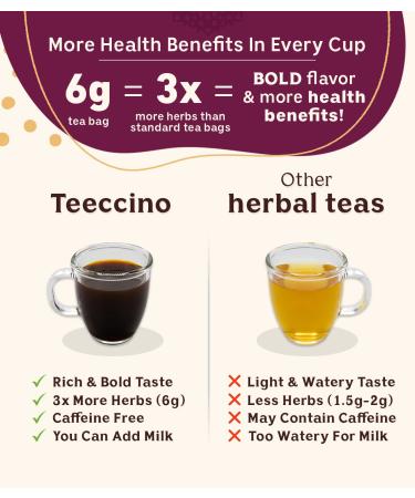 Teeccino Hazelnut Roasted Herbal Tea - Caffeine Free, Medium Roast, 25 Tea Bags | 5.3 oz (150 g) - Buy Online on GoSupps.com