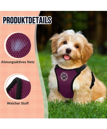 Slowton No Pull Dog Harness - Soft Padded & Breathable XS Burgundy for Small & Medium Dogs - International Shipping - Buy Online on GoSupps.com