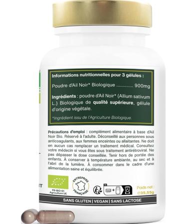 Organic Fermented Black Garlic | Extra Strong 900mg/Day | Contains S-Allylcysteine | Heart Health Blood Circulation Immunity | Superior Quality | Made in France - Buy Online on GoSupps.com