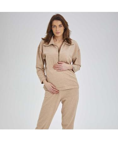 BABA WEST Organic Cotton Maternity Loungewear Set - Camel XS - Buy Online on GoSupps.com