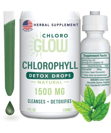 Chloroglow Liquid Chlorophyll Oxygen Drops 1500mg | Energy Supplement and Immune Support, Natural Detox, Altitude Sickness Prevention and Body Deodorizing Supplement 30ml - Buy Online on GoSupps.com