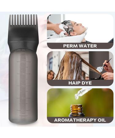 WLLHYF 2 Pack Root Comb Applicator Bottle 6 Ounce Hair Dye Bottle Brush Hair Oil Squeeze Bottles Plastic Hair Root Comb Color Applicator with Graduated Scale (Black) - Buy Online on GoSupps.com