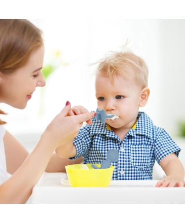 6 Pcs Silicone Baby Fork and Spoon Set for Self-Feeding | Easy Grip Toddler Utensils for Baby Led Weaning | 6 Months+ | Blue, Green, Grey - Buy Online on GoSupps.com