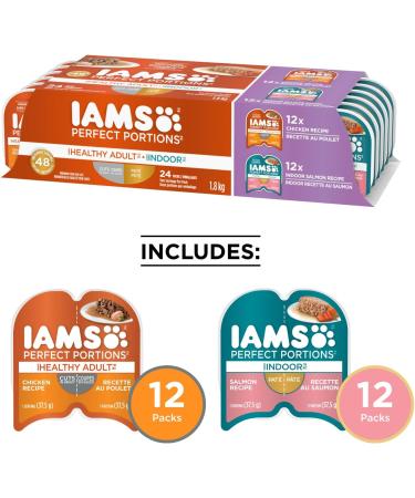 IAMS Perfect Portions Wet Cat Food Adult Grain Free - Chicken CIG and Indoor Salmon Pat Variety Pack 75g (24 Pack) Chicken & Salmon Wet Cat Food - Buy Online on GoSupps.com
