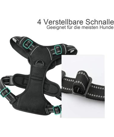 No Pull Dog Harness | Adjustable Breathable Reflective Soft Padded | Black Medium Size - Buy Online on GoSupps.com