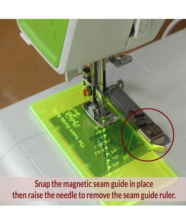 Madam Sew Seam Allowance Ruler and Magnetic Seam Guide for Sewing Machine | Perforated Seam Gauge for Perfect Straight Line Hems | Includes Pivot Point and Trim Line - Buy Online on GoSupps.com