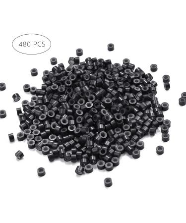 Yamel Micro Links Bead Hair Extensions Rings 480 Pieces 5mm Black Silicone Lined Beads for Human Hair Extensions - Buy Online on GoSupps.com