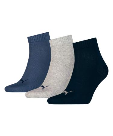 PUMA Unisex Quarter Socken (3Pack) 42 Marineblau / Grau / Blau