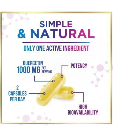 Quercetin Supplement 1000mg - Premium Plant-Based Bioflavonoids - Extra Strength Antioxidant Supports Immune & Respiratory Health - High Absorption Quercetin Dihydrate Formula - 60 Veggie Capsules 60 Count (Pack of 1) - Buy Online on GoSupps.com