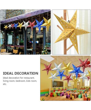1 Set Pentagram Pendant Christmas Paper Star Lanterns Hanging Pendant Hollow Out Star Lantern Christmas Ornament Led Lantern Hanging Light Christmas Tree 3D Accessories Golden - Buy Online on GoSupps.com