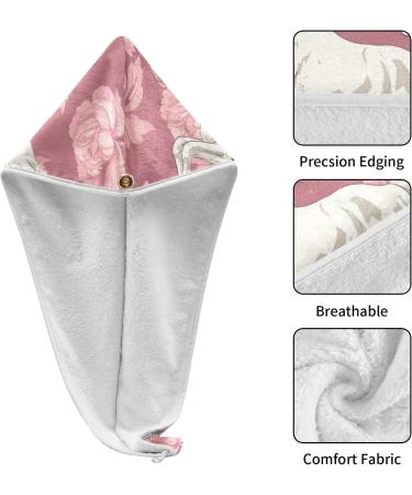 White Horse Pink Flower Hair Towel 2 Pack - Super Absorbent Quick Dry Hair Turbans for Women & Girls - Buy Online on GoSupps.com