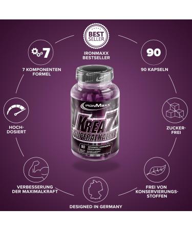 IronMaxx Krea7 Superalkaline Creatine Tablets - High-Dose 7-Component Formula | Sugar-Free | 90 Pieces - Best for Muscle Growth & Performance - Buy Online on GoSupps.com