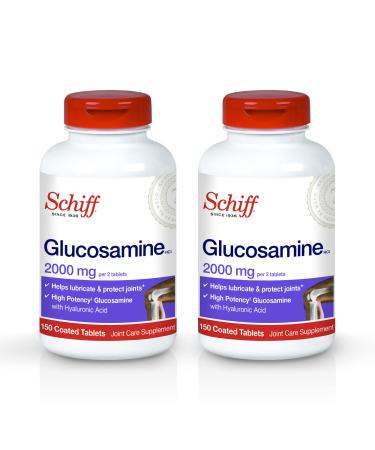 Schiff Glucosamine 2000mg with Hyaluronic Acid, 150 tablets - Joint Supplement (Pack of 2) 150 Count (Pack of 2)