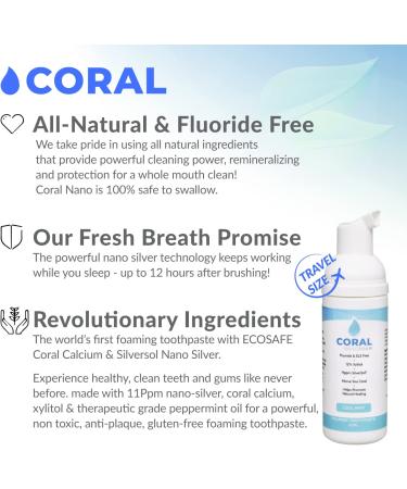 Coral White Nano Silver Foaming Toothpaste - Fluoride & Xylitol, SLS/Glycerin Free (Mint, 50ml) - Buy Online on GoSupps.com