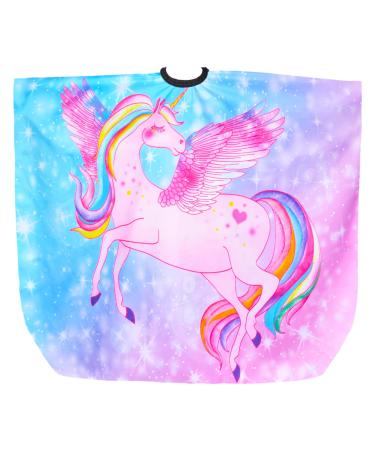 Kids Haircut Cape, Unicorn Dinosaur Barber Cape with Adjustable Neckline, Hair Cutting Cover Apron Gown for Girls Boys (Pink Unicorn)