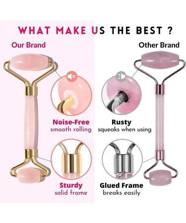 Original Jade Roller & Gua Sha Set | Natural Rose Quartz Facial Tools for Toning & Firming Skin - Buy Online on GoSupps.com