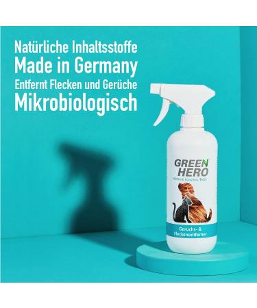 Green Hero Odor & Stain Remover Spray 500ml - Enzyme Cleaner for Pet Urine Feces & Vomit | Biological & Neutralizing Formula - 1 Pack - Buy Online on GoSupps.com