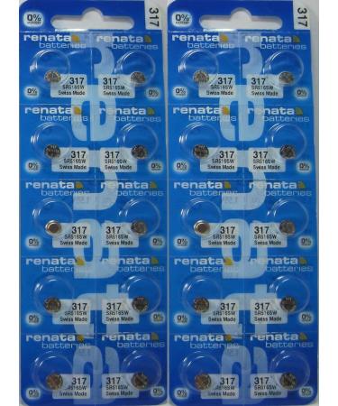 Renata 317 SR516SW Batteries - 1.55V Silver Oxide 317 Watch Battery (20 Count)