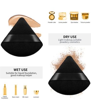 2Pcs Black Molain Triangle Makeup Puff Set - Soft Reusable Cosmetic Sponges for Loose Powder Foundation - Ideal for Eyes, Corners, Wet & Dry Makeup - Buy Online on GoSupps.com