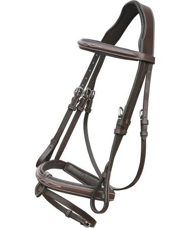 ExionPro Fancy Designer Stitched Square Raised Snaffle Noseband Horse Bridle with Detachable Flash - Full Havana - Buy Online on GoSupps.com