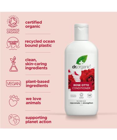 Dr Organic Rose Otto Conditioner - Vegan Paraben-Free Recyclable 265ml | Eco-Friendly Hair Care for Men & Women - Buy Online on GoSupps.com