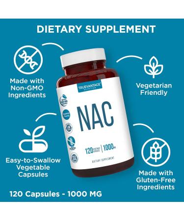 NAC Supplement 1000mg - Antioxidant Support for Liver Health & Detox - Boosts Lung & Immune Health - 120 Vegetable Capsules - Buy Online on GoSupps.com