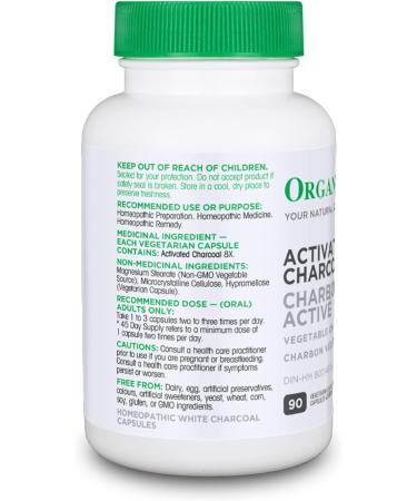 Organika Activated Charcoal- Homeopathic Charcoal Digestive Support Detox Gas and Bloating Support- 90vcaps - Buy Online on GoSupps.com