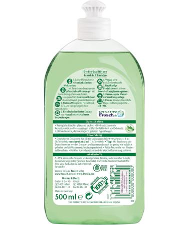 Frosch Aloe Vera Dishwashing Liquid 500ml - Eco-Friendly Gentle on Hands | International Shipping Available - Buy Online on GoSupps.com