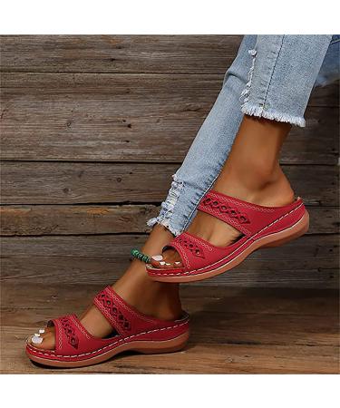 Perfectchose Women's Arch Support Orthopedic Wedge Sandals - 2023 Summer Vintage Anti-Slip Slippers (Black, Size 8) - Buy Online on GoSupps.com