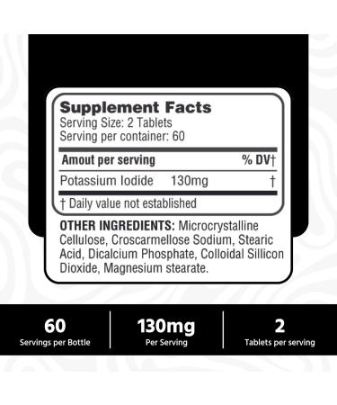 Potassium Iodide130 mg - KI Tablets- Potassium130 mg - USA Made Potassium Iodine Pills YODO Naciente Yoduro de potasio - 120 Tablets 120 Count (Pack of 1) - Buy Online on GoSupps.com