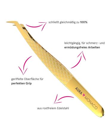 Aura Monaco Eyelash Tweezers Alexandra | Premium Volume Eyelash Extensions | Professional Precision Tip for Lash Artists - Buy Online on GoSupps.com